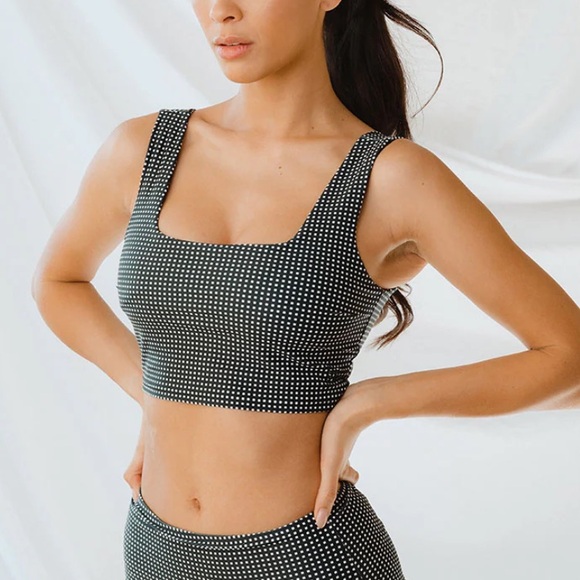 Albion Other - Albion Black Checkers Olivia Swim Crop Bikini Top SZ L EUC